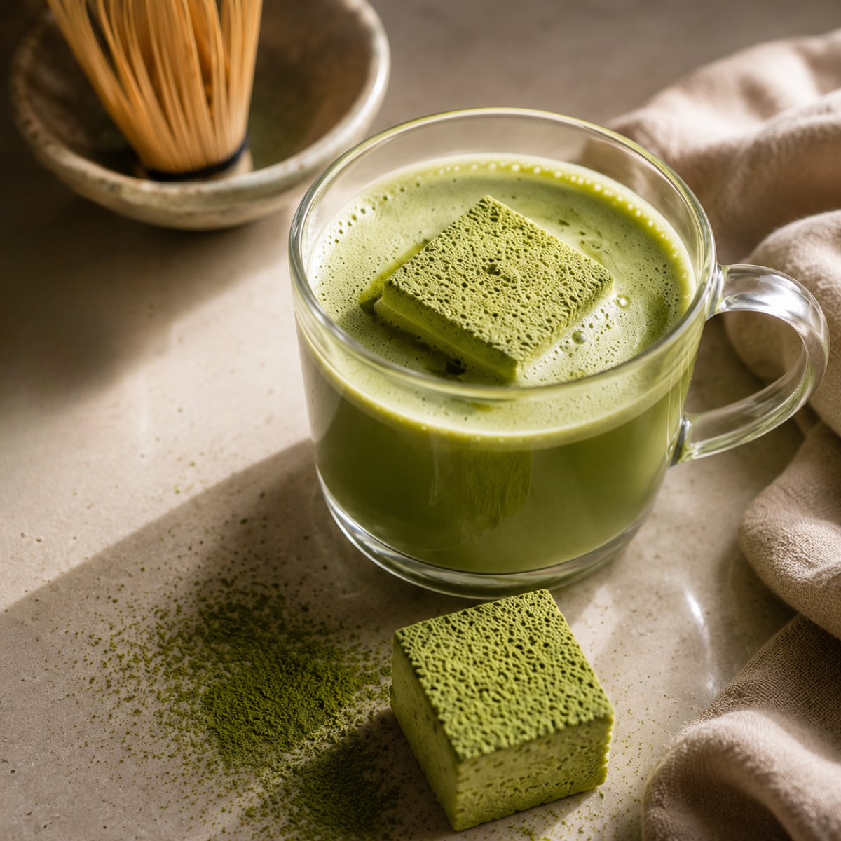 Make your morning matcha with a marshmallow.